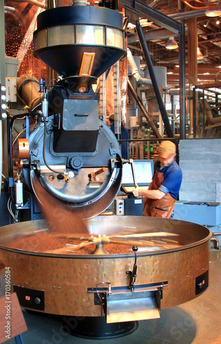 Coffee roaster in action