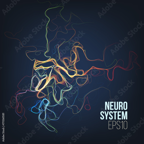 Biology organic science background. Artificial intelligence visualization. Curl lines. Neural network illustration photo