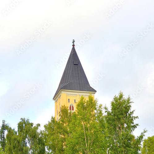 Belltower of St. Mary Church of Lappee. photo