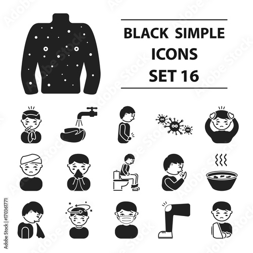 Sick set icons in black style. Big collection sick vector symbol stock illustration