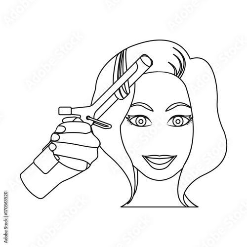 Hair curling in the hairdresser. Curling Hair single icon in outline style vector symbol stock illustration web.