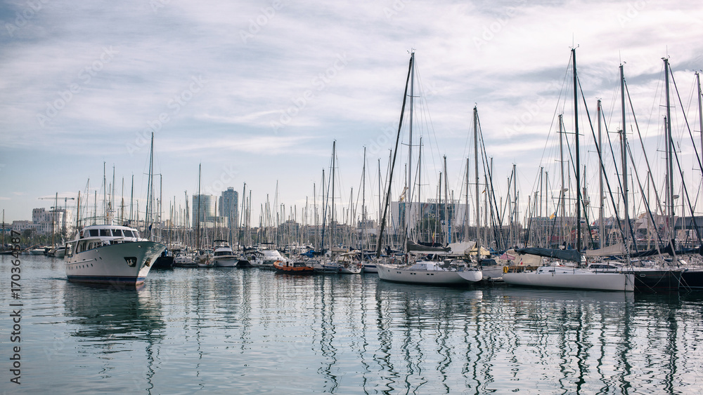 Yachts in the port of Barcelona