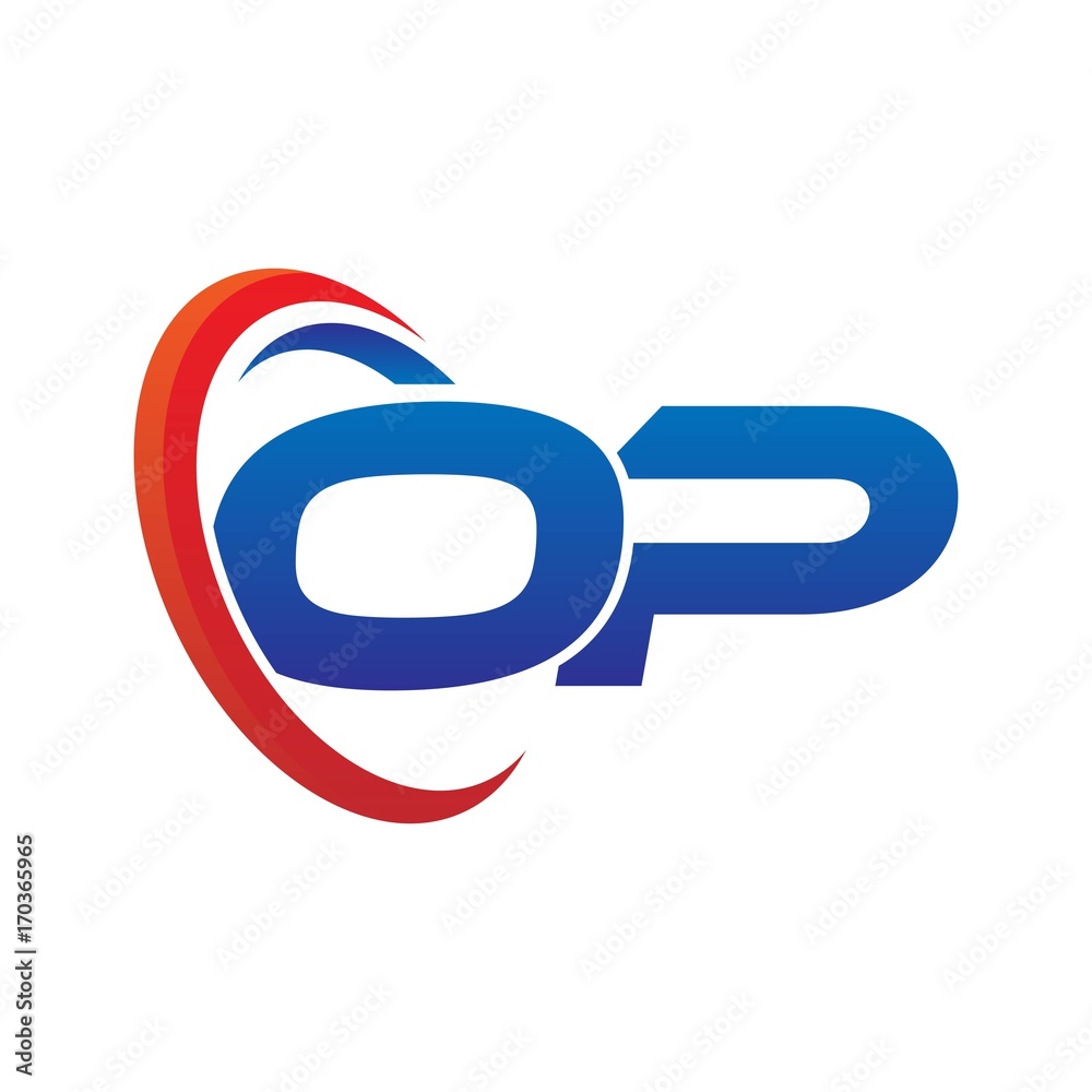 modern dynamic vector initial letters logo op with circle swoosh red blue modern dynamic vector initial letters logo op with circle swoosh red blue