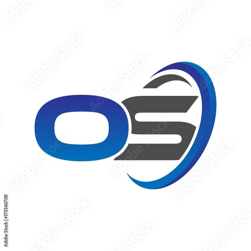 vector initial logo letters os with circle swoosh blue gray