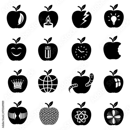 Apple logo icons set  simple style