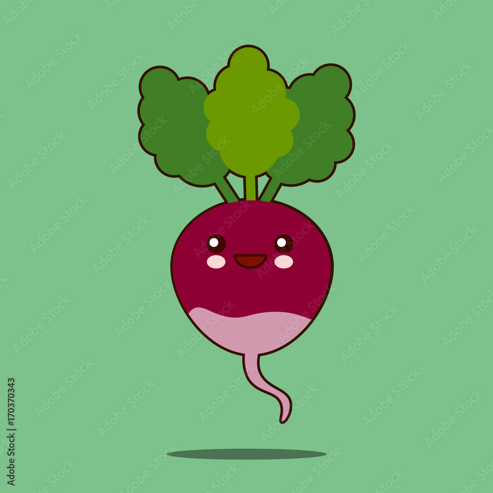 Cute vegetable cartoon character Beet with leaves icon kawaii Smiling face. Flat design Vector Illustration Fresh farm healthy food Cute vegetable cartoon character Beet with leaves icon kawaii Smiling face. Flat design Vector Illustration Fresh farm healthy food