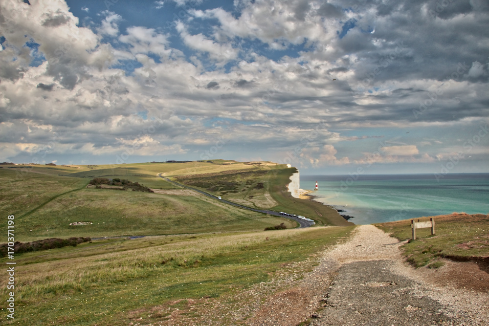 View of the Seven sisters and Beachy Head Lighthouse