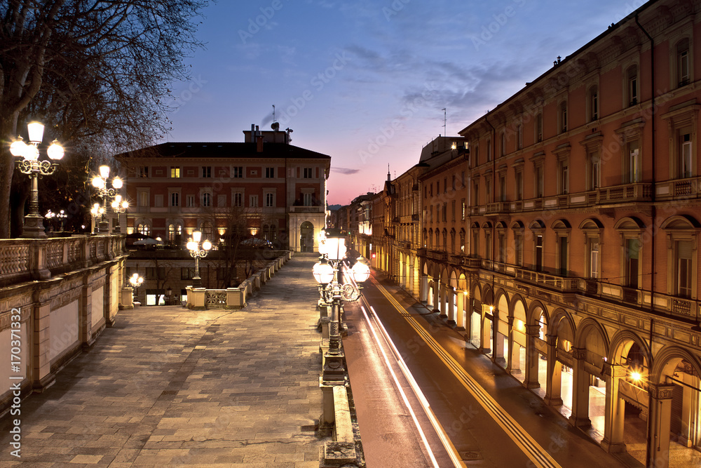 Night view of via Independenza from Montagnola Park, Bologna, Italy