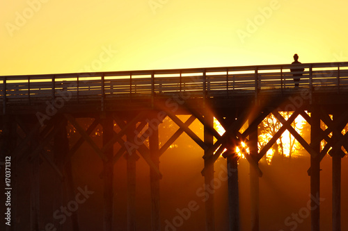 Sunset at San Simeon pier, San Simeon State Park near Hearst Castle, California, USA