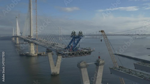 Aerial 20 of the Construction of Queensferry Crossing, Scotland, Oct 2016