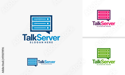 Talk Server Logo template, Hosting Discuss logo designs vector