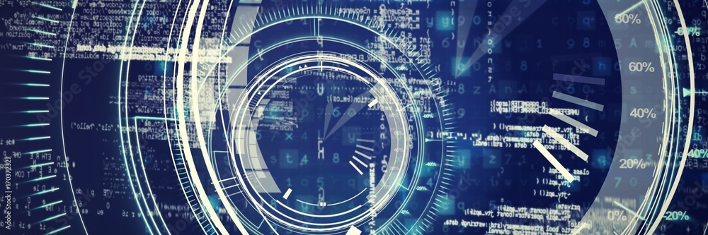 Naklejka premium Circle interface with percentage in blue background