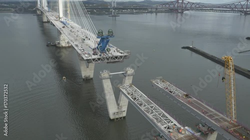 Aerial 23 of the Construction of Queensferry Crossing, Scotland, Oct 2016