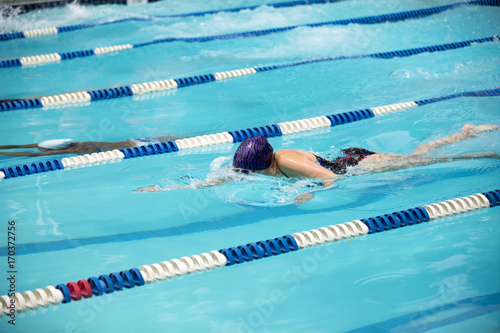 Young swimmer during a swim meet 