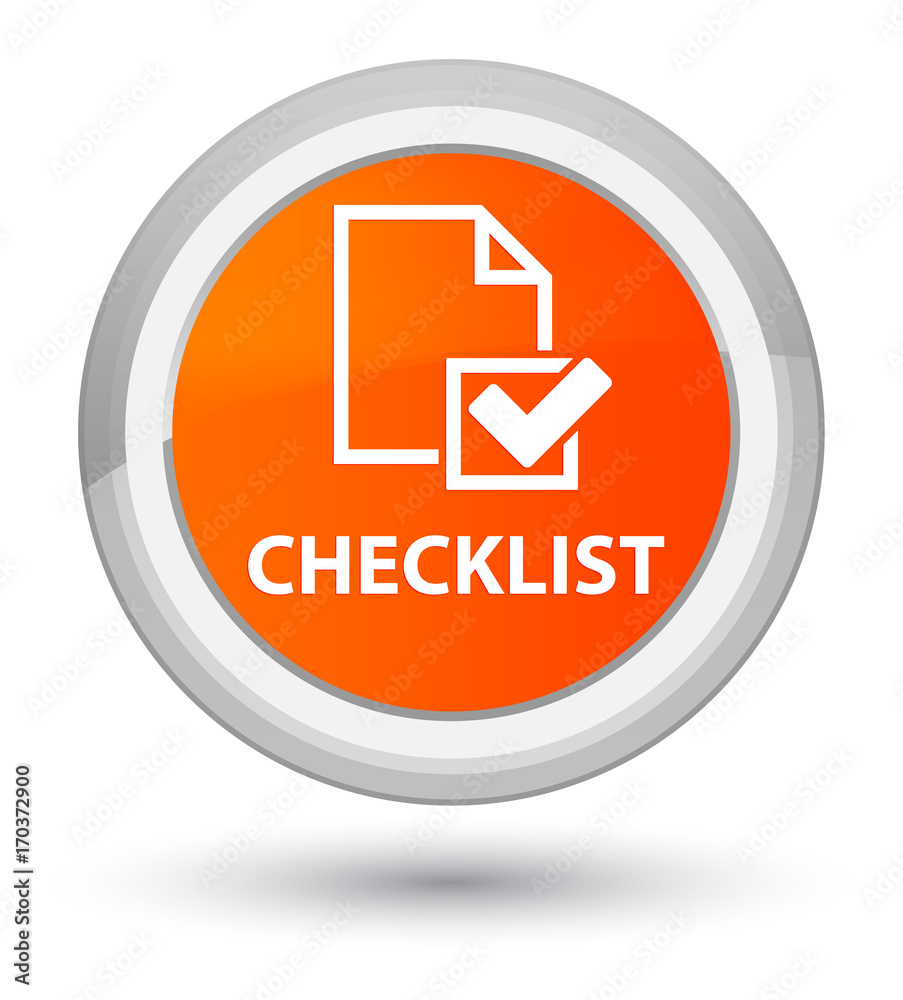 Checklist prime orange round button Checklist prime orange round button