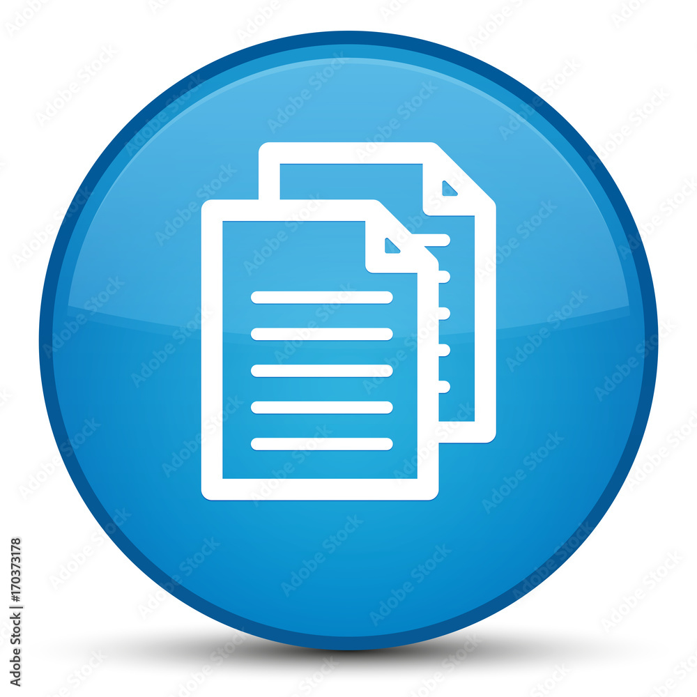 Documents icon special cyan blue round button Documents icon special cyan blue round button