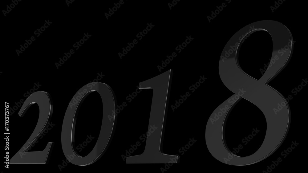 Happy new year 2018 3d text design with clear background color