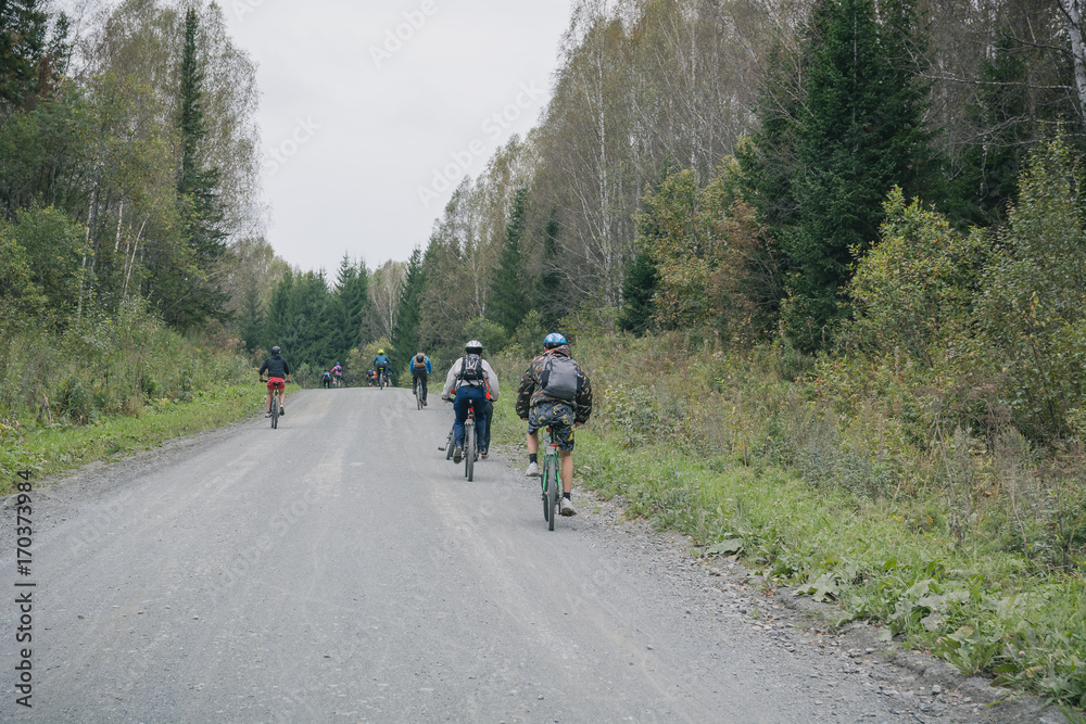 People on a cycling marathon, Russia, Zarinsk People on a cycling marathon, Russia, Zarinsk