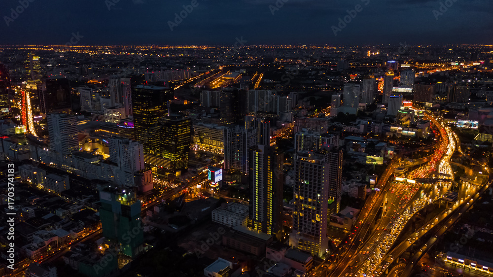 Light in the city , Light of Buildings and roads Light in the city , Light of Buildings and roads