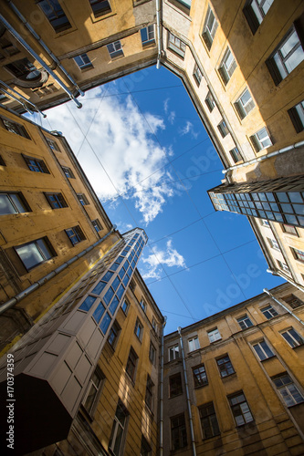 Yards (courtyard or court) structure shapes in St. Petersburg, Russia.