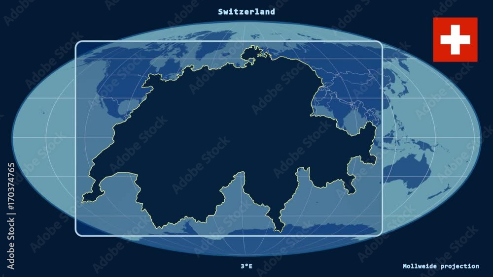 Switzerland - 3D tube zoom (Mollweide projection). Solids Switzerland - 3D tube zoom (Mollweide projection). Solids