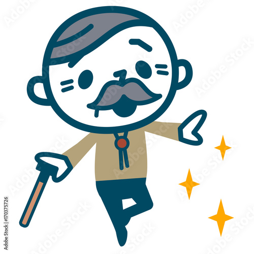 スキップで喜ぶシニア男性