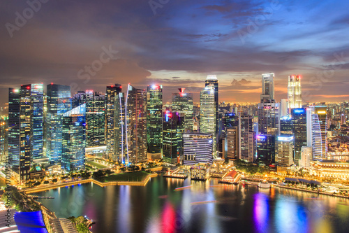 Aerial view landscape of the Singapore financial district and business building  Singapore City