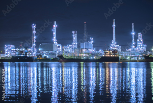 Oil and gas refinery at twilight - Petrochemical factory