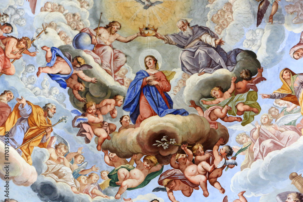 Gloire de Marie dans le Ciel. Giuseppe Mattia Borgnis. Eglise Sainte-Marie-Majeure. / Glory of Mary in Heaven. Santa Maria Maggiore. Italie. 