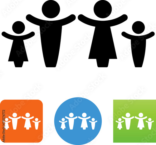 Happy Family Icon - Illustration