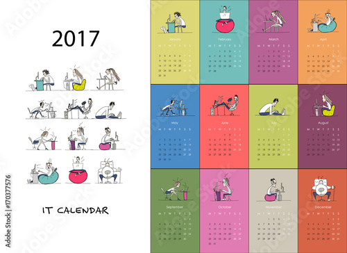 Office workers, calendar 2017 design