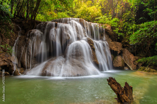 Huai Mae Khamin waterfall in deep forest  Thailand