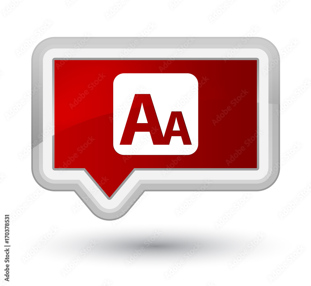 Font size box icon prime red banner button Font size box icon prime red banner button