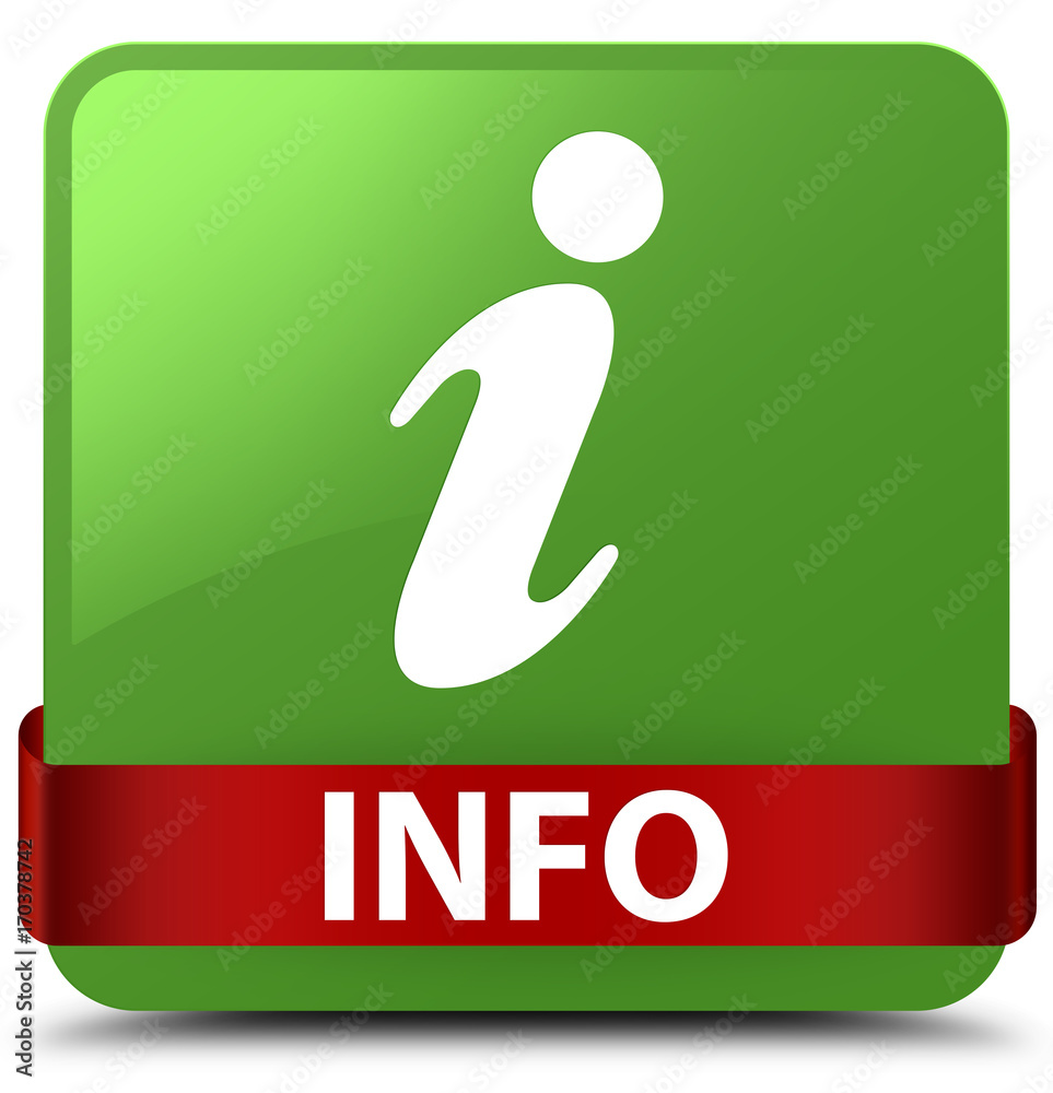 Info soft green square button red ribbon in middle Info soft green square button red ribbon in middle