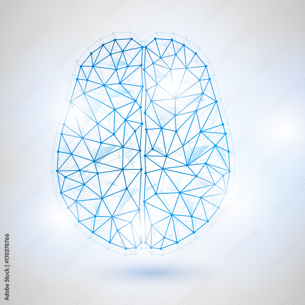 Technology Low Poly Design of Human Brain with Binary Digits-2 Technology Low Poly Design of Human Brain with Binary Digits-2