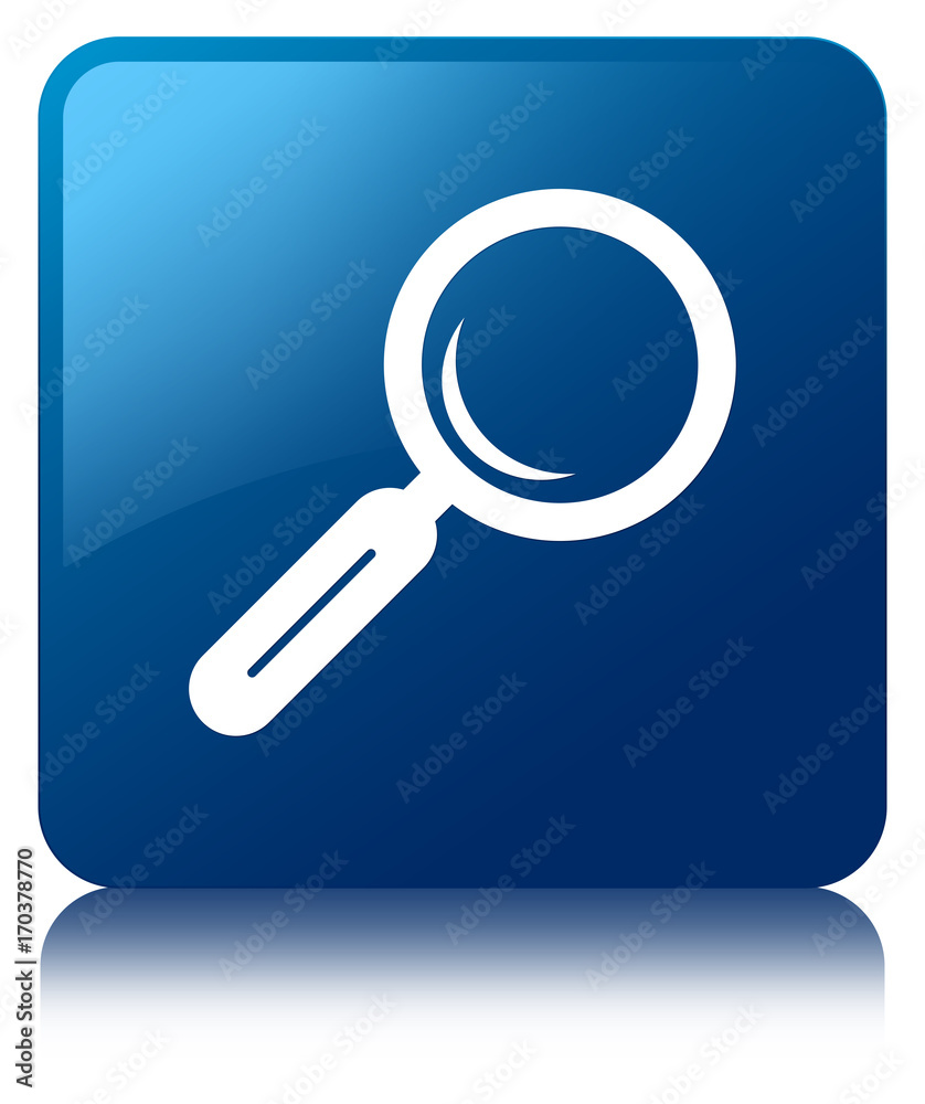 Magnifying glass icon blue square button Magnifying glass icon blue square button