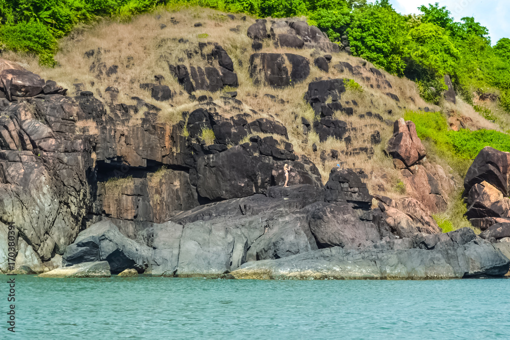 Rocks, Trees & Sea Green Waters of South Goa, India