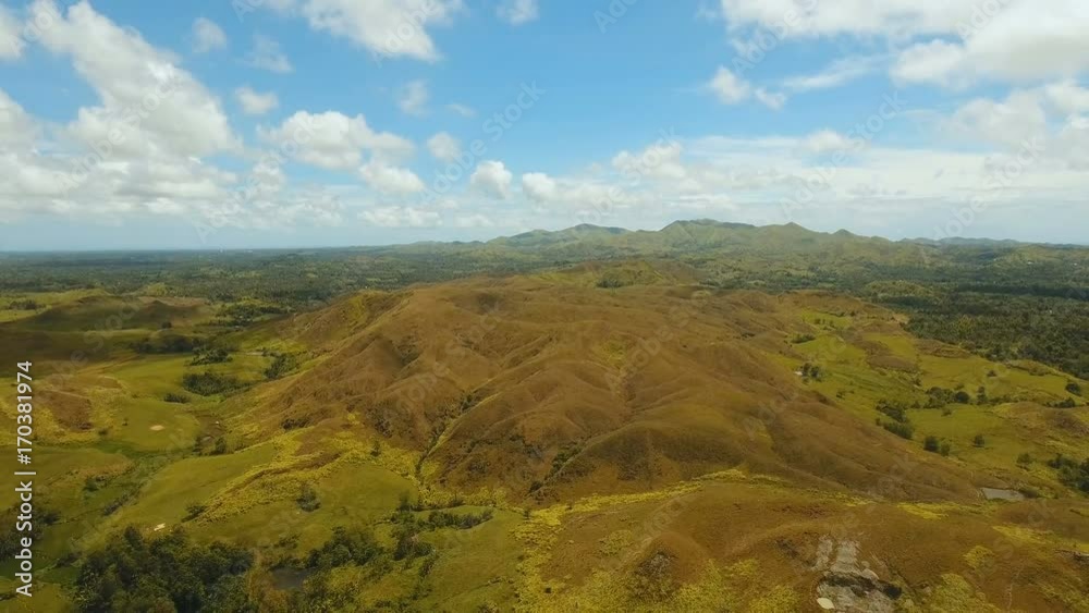 Aerial view Beautiful hilly mountains landscape. Big hills on a tropical island Bohol , Philippines. 4K video. Travel concept. Aerial footage. Aerial view Beautiful hilly mountains landscape. Big hills on a tropical island Bohol , Philippines. 4K video. Travel concept. Aerial footage.