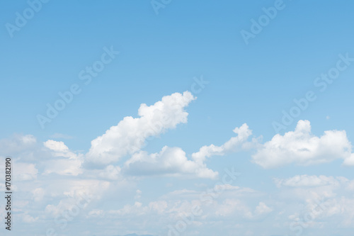 Fototapeta Naklejka Na Ścianę i Meble -  Blue sky include white clouds, air, space, climate, oxygen and ozone. Represent nature, weather, environment, wind, purity, heaven and freedom. For abstract scene, backdrop, background and wallpaper.