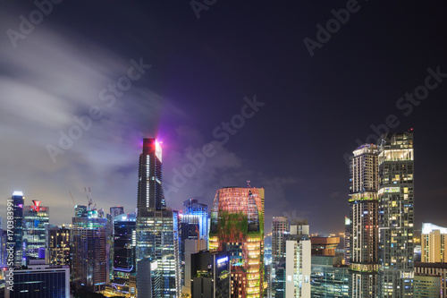 cityscape of Singapore city at night