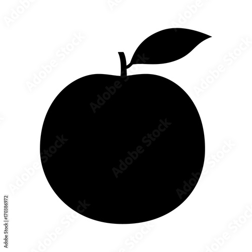 Orange citrus fruit or grapefruit with leaf flat vector icon for food apps and websites