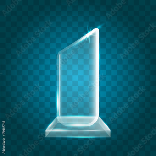 Transparent Shining Blank Vector Acrylic Crystal Glass Trophy Award template