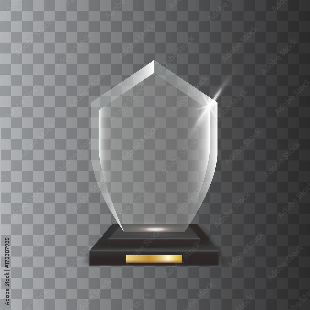 Transparent Realistic Blank Vector Acrylic Glass Trophy Award