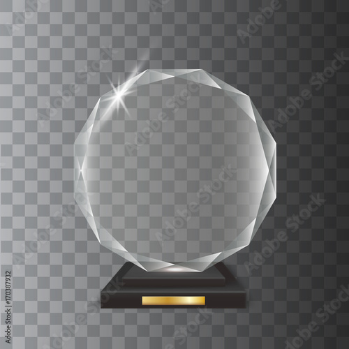 Transparent Realistic Blank Vector Acrylic Glass Trophy Award
