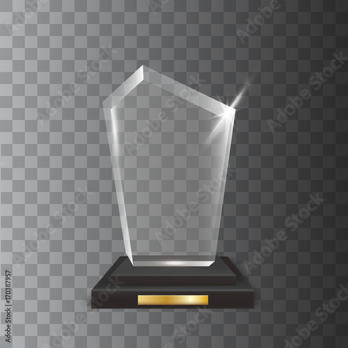Transparent Realistic Blank Vector Acrylic Glass Trophy Award
