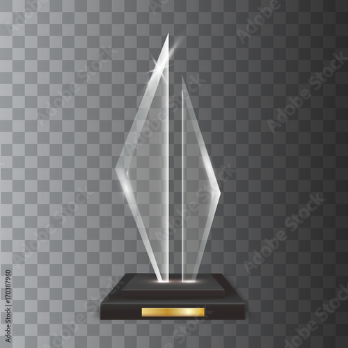 Transparent Realistic Blank Vector Acrylic Glass Trophy Award