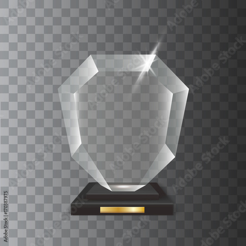 Transparent Realistic Blank Vector Acrylic Glass Trophy Award