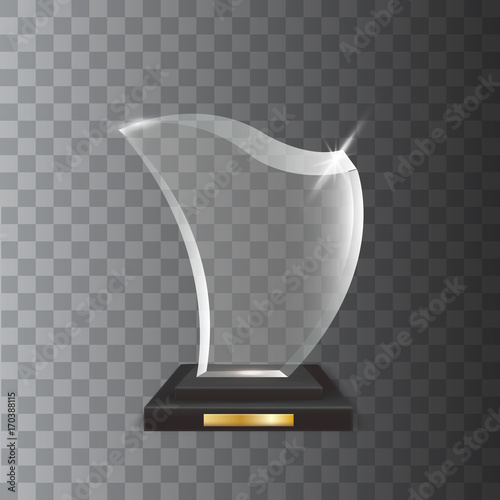 Transparent Realistic Blank Vector Acrylic Glass Trophy Award