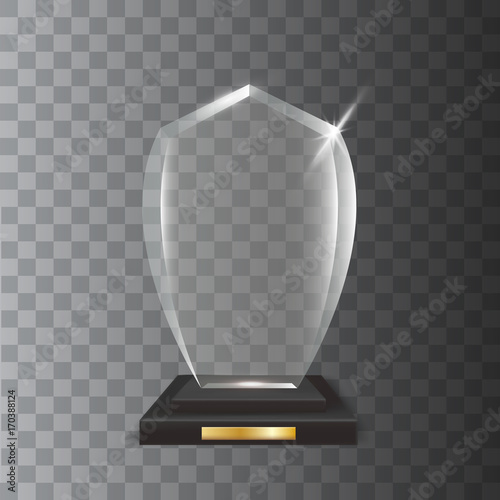 Transparent Realistic Blank Vector Acrylic Glass Trophy Award