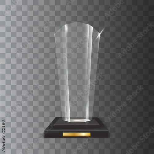 Transparent Realistic Blank Vector Acrylic Glass Trophy Award
